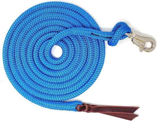 Premium 1/2" Samson EQ Yacht Braid Lead Rope with Nickel Trigger Bull Snap. Option for 12ft, 14ft and 16ft Lengths (Blue, 12 FT)