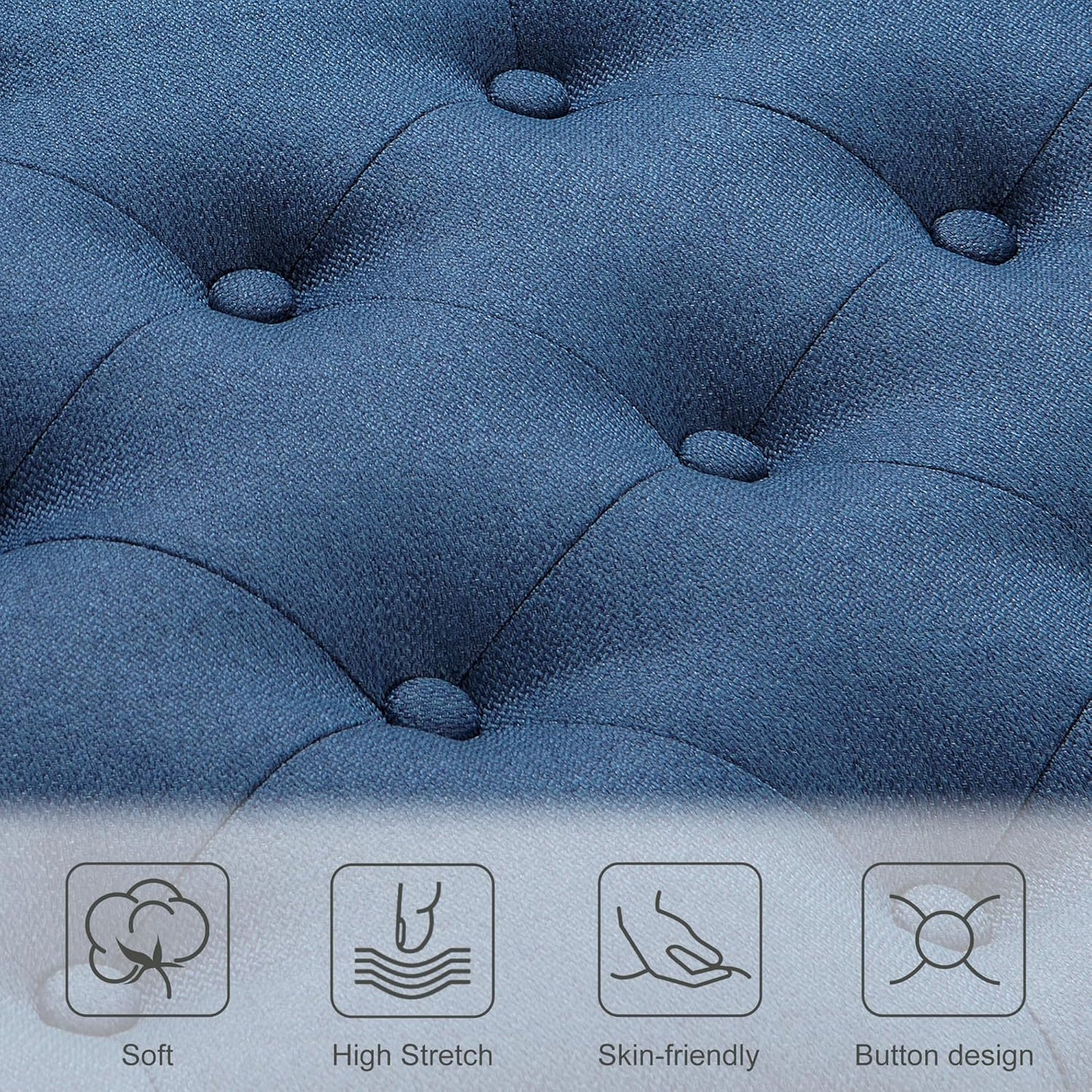 Ottoman with Storage,50.2-inch Upholstered End of Bed Storage Bench for Bedroom,for The Living Room,for Entryway, with Button and Safety Hinges,Detachable (Blue)