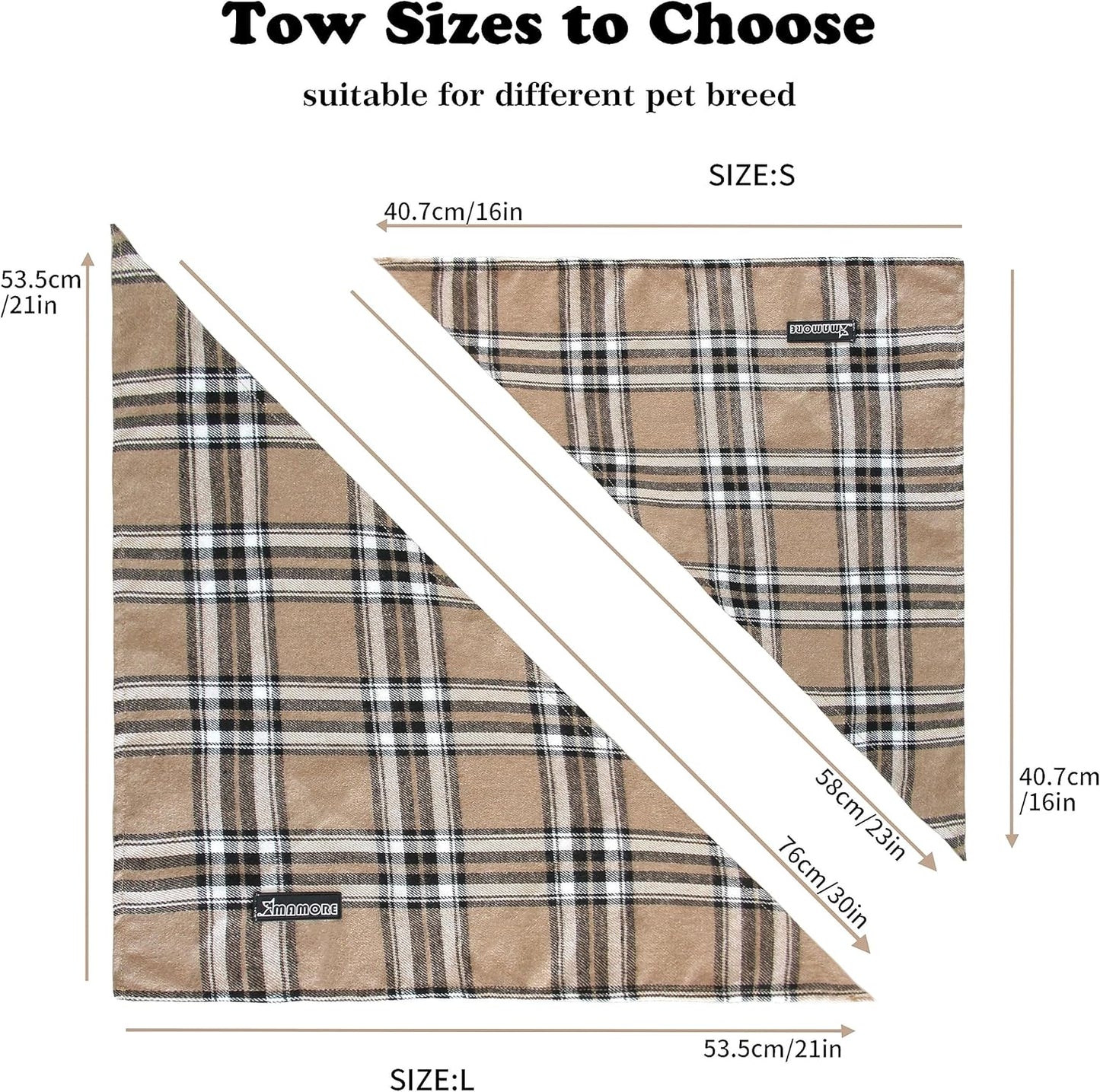 Adjustable Plaid Dog Bandanas,1PC Soft Washable Cotton Triangle Bib Kerchief Scarfs for Small Medium Large Dogs and Cats (Pink, Small)