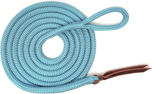 Double Braid Lead Rope with Eye Splice Loop, 12-14FT Lengths (Ice Blue, 14 ft.)