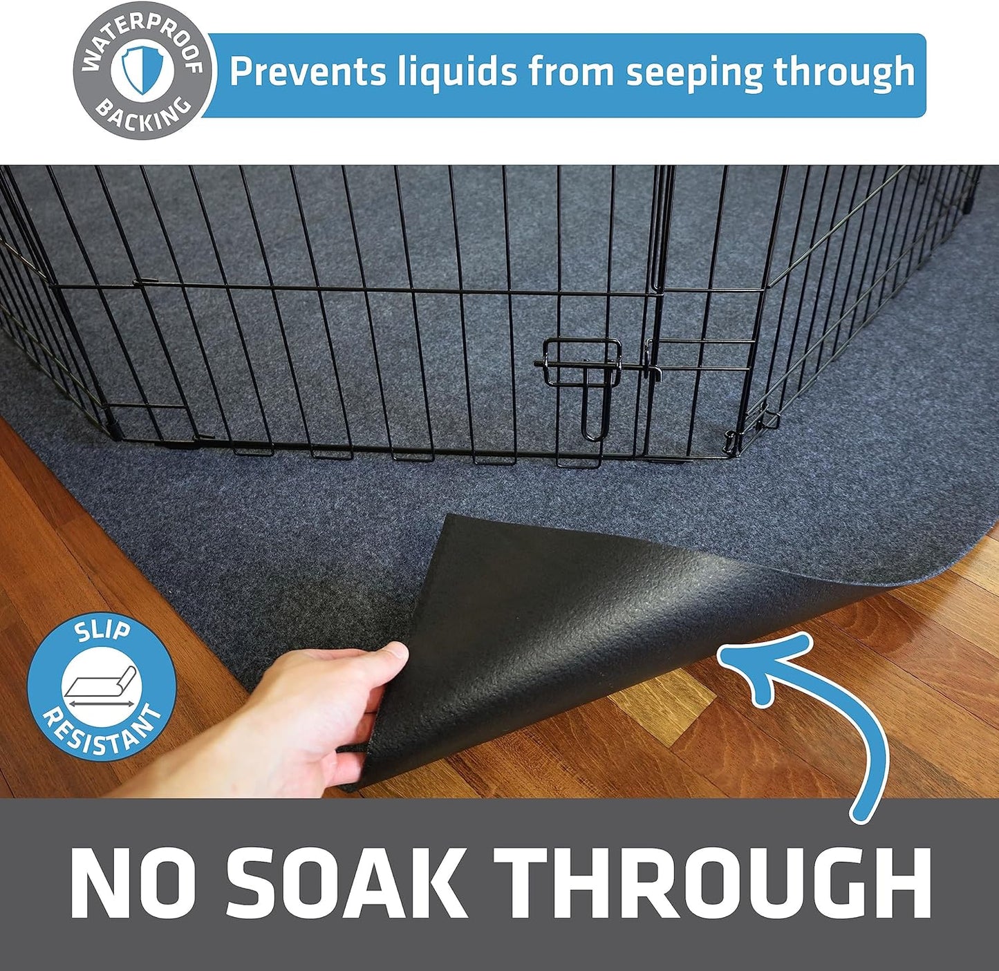 Drymate Jumbo Dog Playpen Mat (60x74), Super Absorbent, Waterproof, Slip-Resistant, Machine Washable, Reusable Puppy Pad for Training, Whelping, Housebreaking, Incontinence, Crate, Kennel (USA Made)