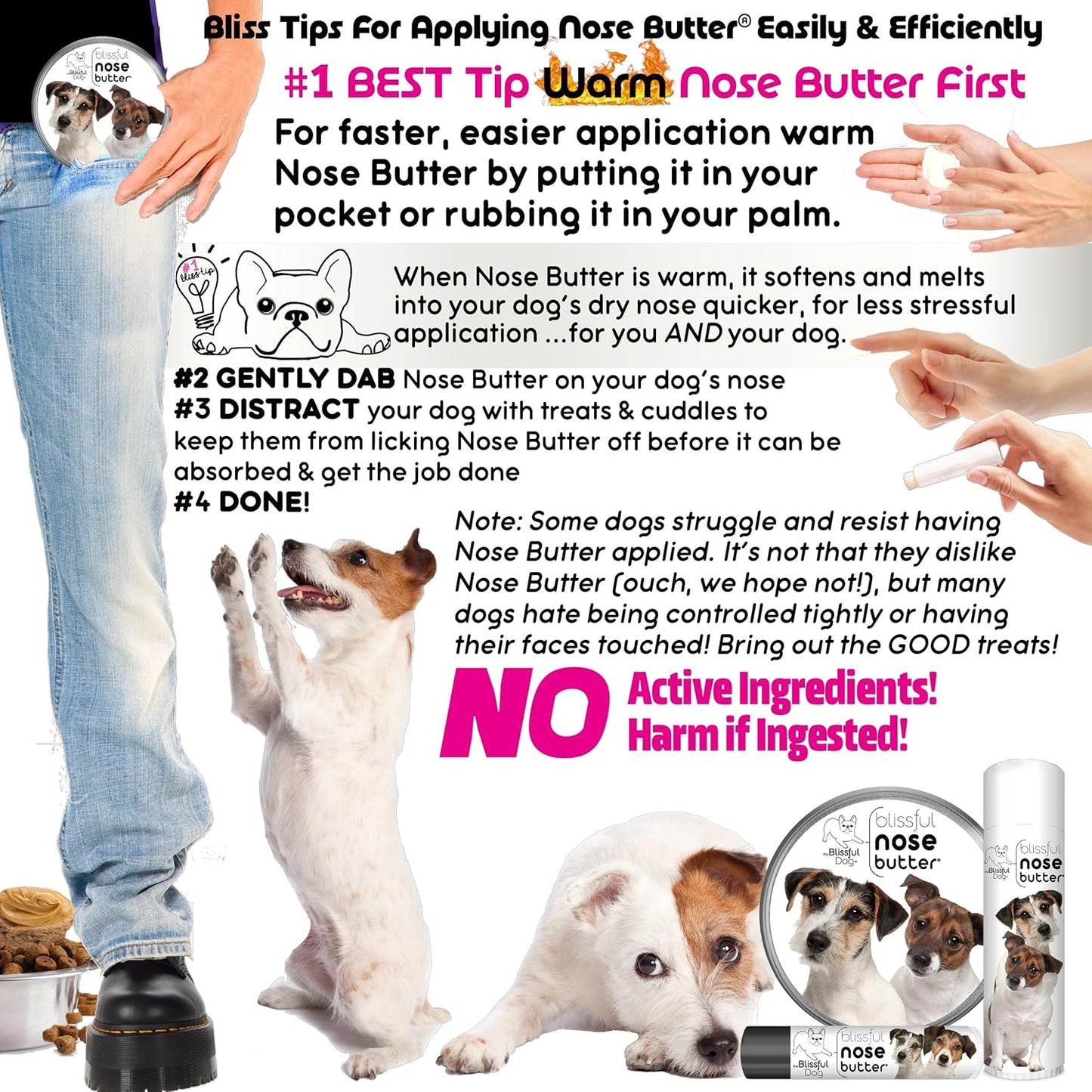 The Blissful Dog Jack Russell Terrier Unscented Nose Butter - Dog Nose Butter, 2 Ounce