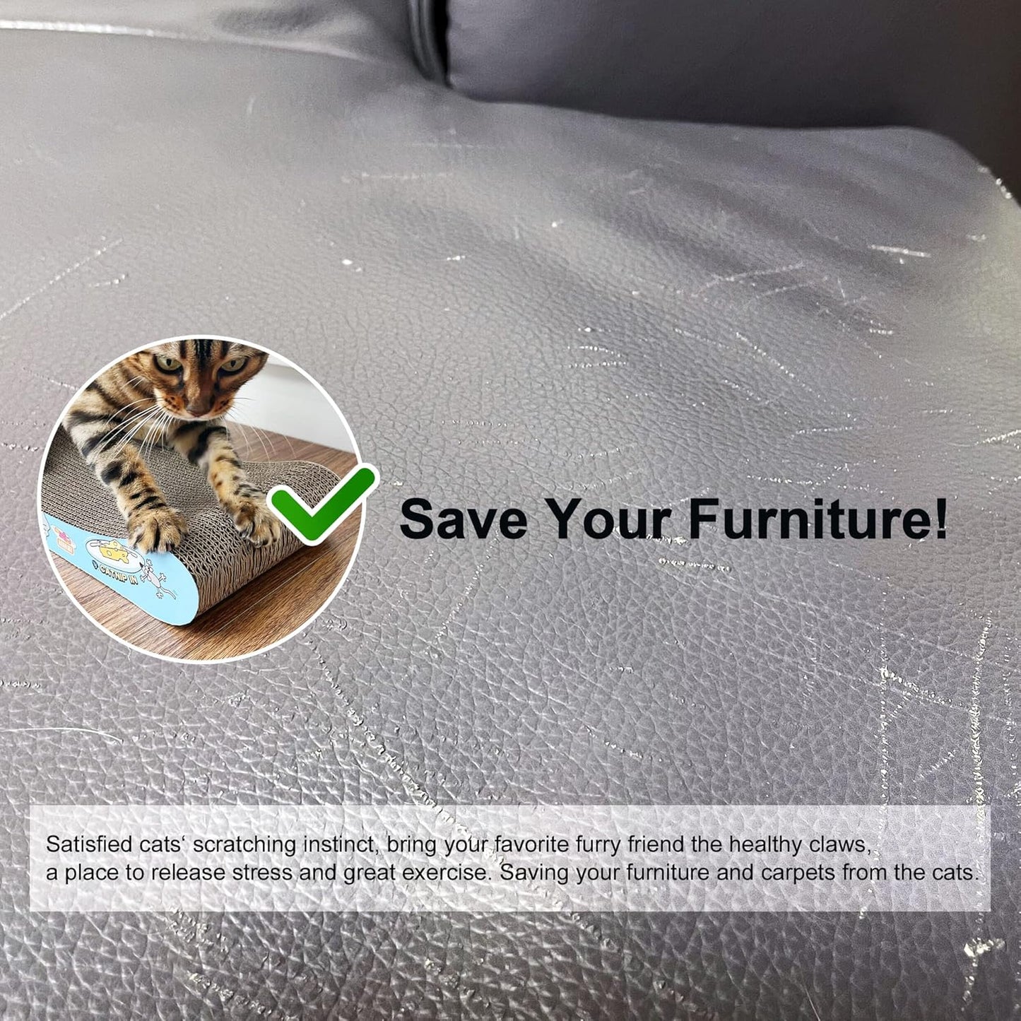 TTCAT Cat Scratching Pad, 2 Pack Corrugated Cat Scratcher Cardboard, Bone Type Durable Cat Scratching Board Reversible with Catnip for Furniture Protection…