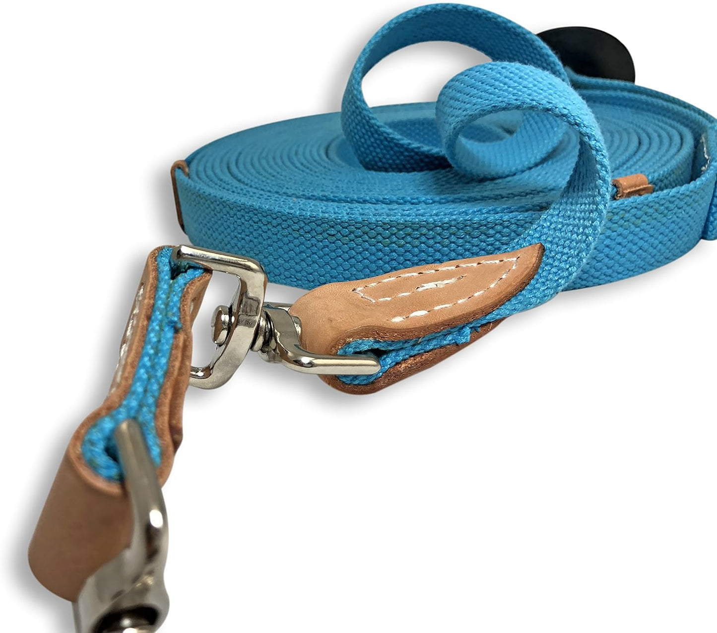 Southwestern Equine 35' Flat Cotton Web Lunge Line with Bolt Snap & Rubber Stop (35', Turquoise)