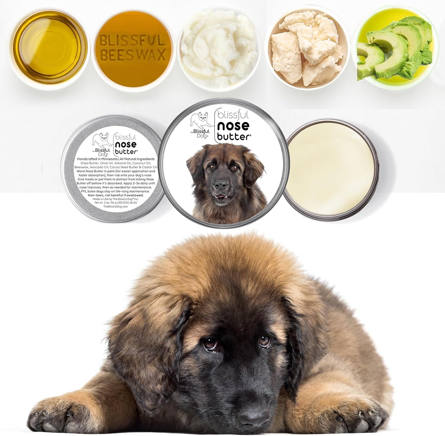 The Blissful Dog Leonberger Unscented Nose Butter - Dog Nose Butter, 16 Ounce