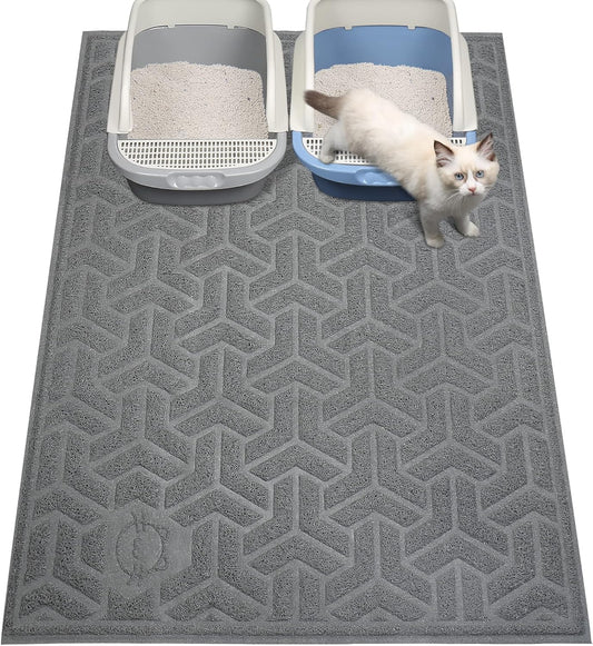 UPSKY Cat Litter Mat, XL Litter Trapping Mat Soft on Kitty Paws, Large Litter Box Mat 35" x 47" Scatter Control for Indoor Cats Waterproof and Extra Large Pretty Litters Carpet