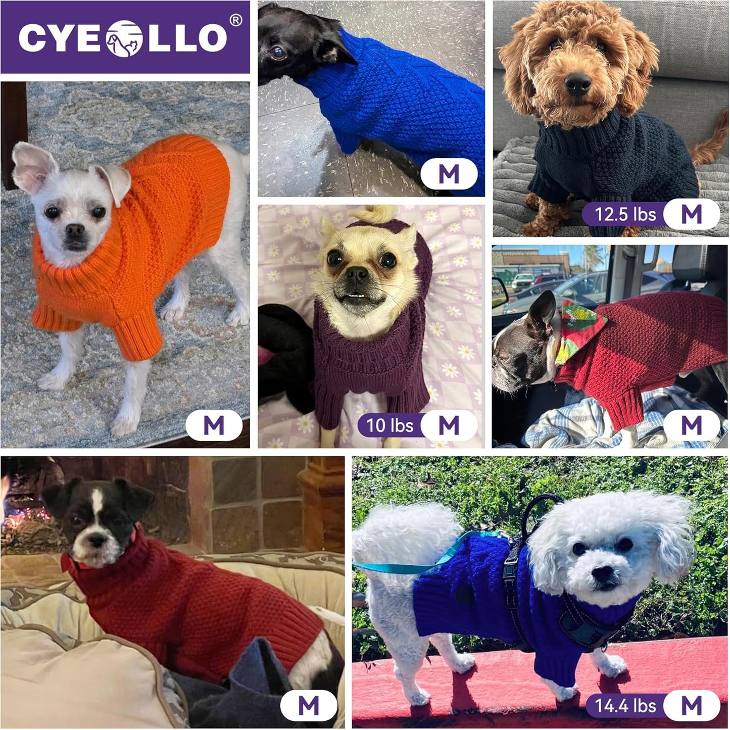 cyeollo Small Fleece Dog Sweater, Tureleneck Sweatershirt for Small Boy & Girl Dogs Pullover Doggy Clothes in Cold Weather Stretchy Fall Winter Pet Outfit Puppy Jacket, Black M