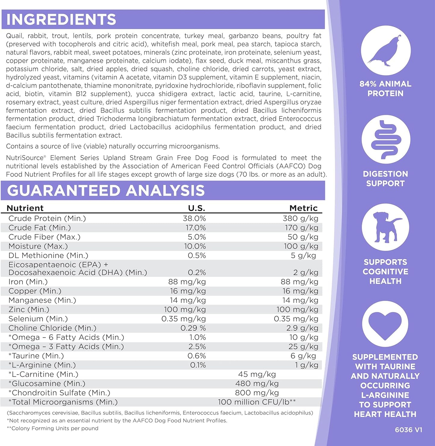 NutriSource Element Series Upland Stream Dry Dog Food, Quail, Rabbit & Trout, 4LB