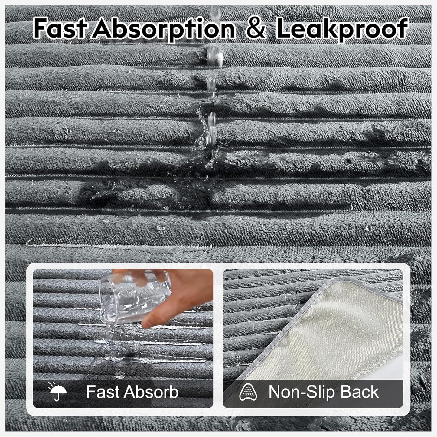 Flannel Washable Pee Pad for Dogs - 4 Pack Reusable Dog Pee Pads, Puppy Pads, Fast Absorb Pet Playpen Mat with Non-Slip Back, Waterproof Puppy Training Pad. (Dark Grey, 18" X 24")