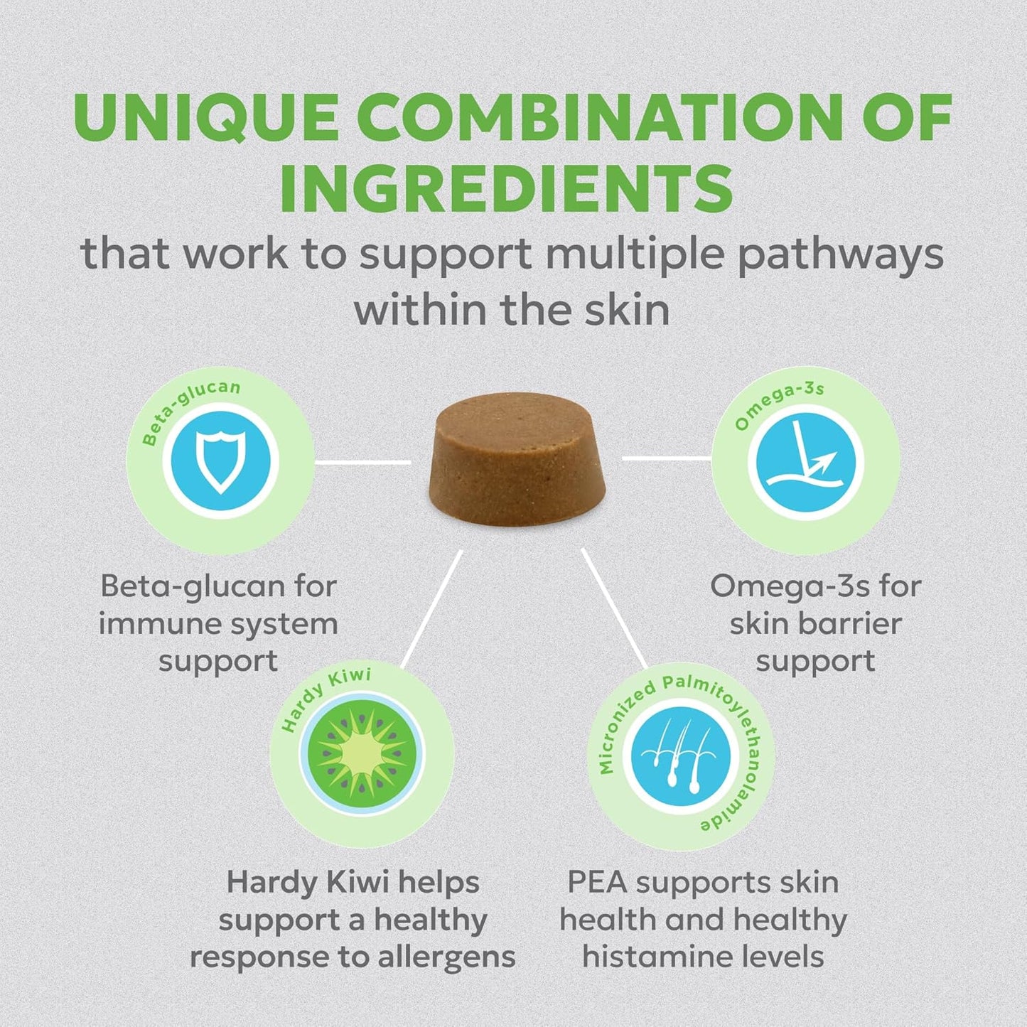 Nutramax Dermaquin Skin Support Supplement for Small to Medium Dogs and Cats, Supports Healthy Response to Allergens, with Hardy Kiwi, Omega-3s, and More, Tasty Soft Chews, 60 Count