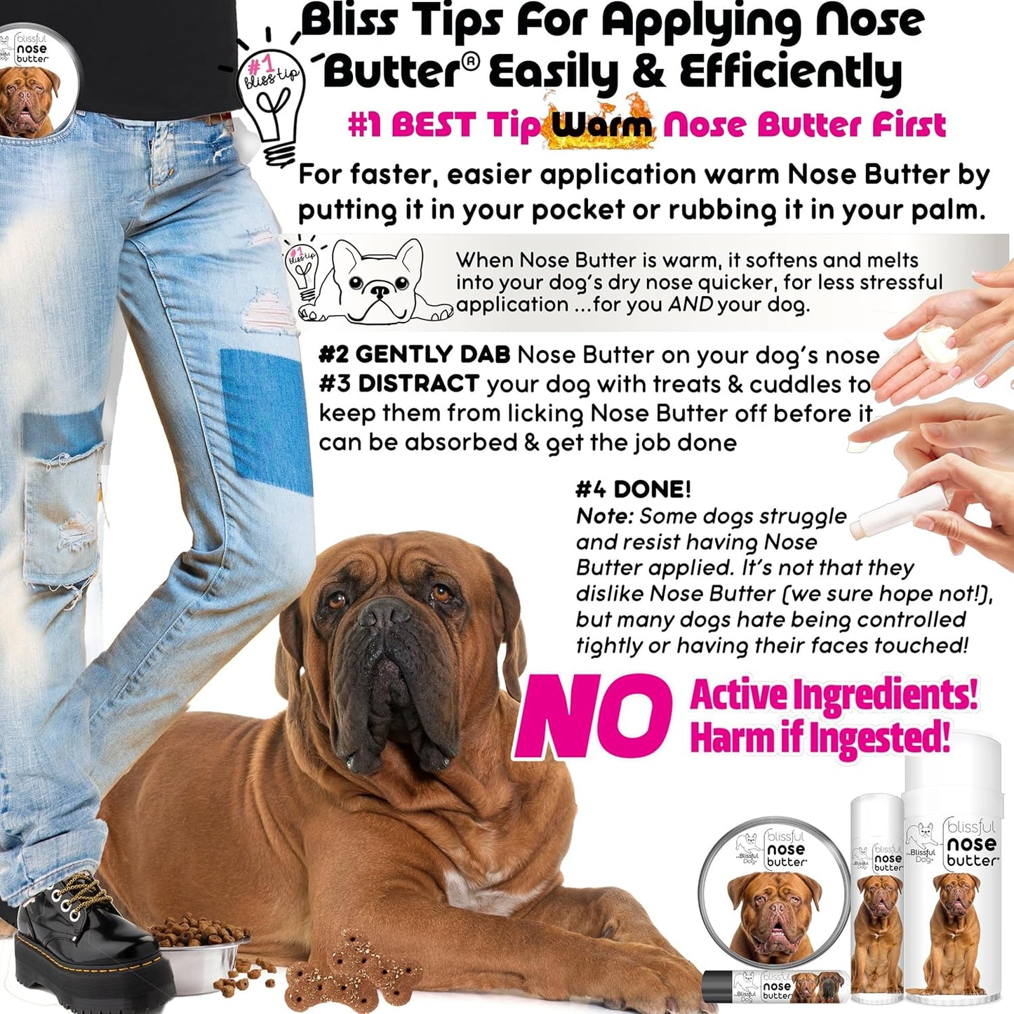 The Blissful Dog Dogue De Bordeaux Unscented Nose Butter - Dog Nose Butter, 4 Ounce