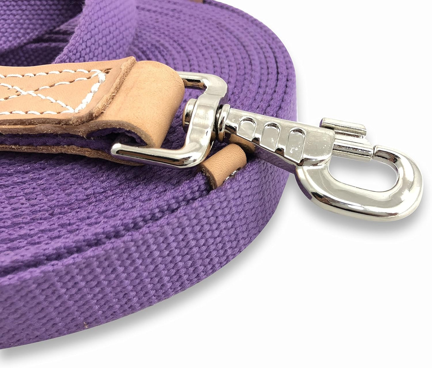 Southwestern Equine 35' Flat Cotton Web Lunge Line with Bolt Snap & Rubber Stop (35', Lavender)