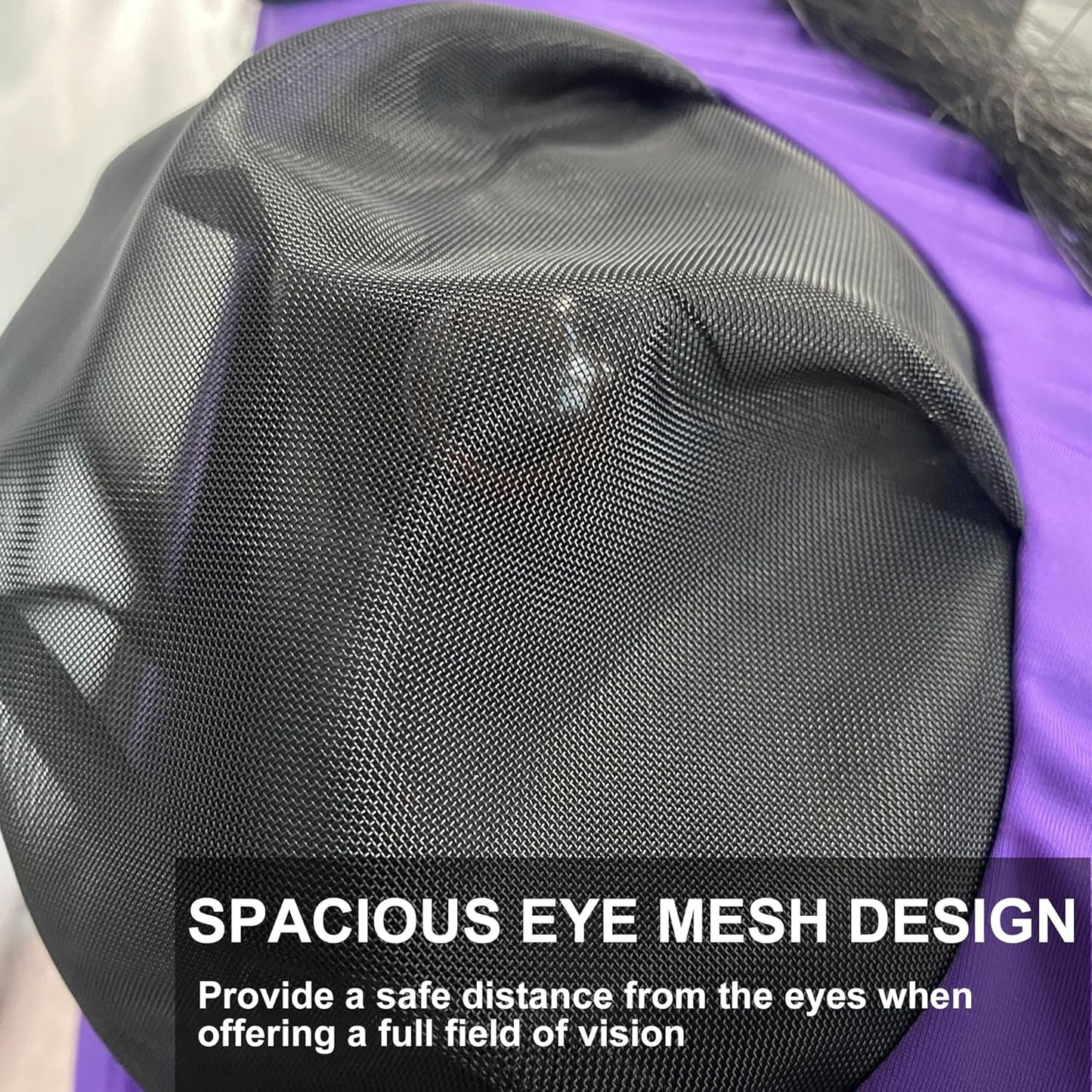 Stretchy Horse Fly Mask for Horses, Soft Lycra Equine Mesh Mask, Elasticity Horse Face Covering, Breathable&UV Protection, Violet, Cob