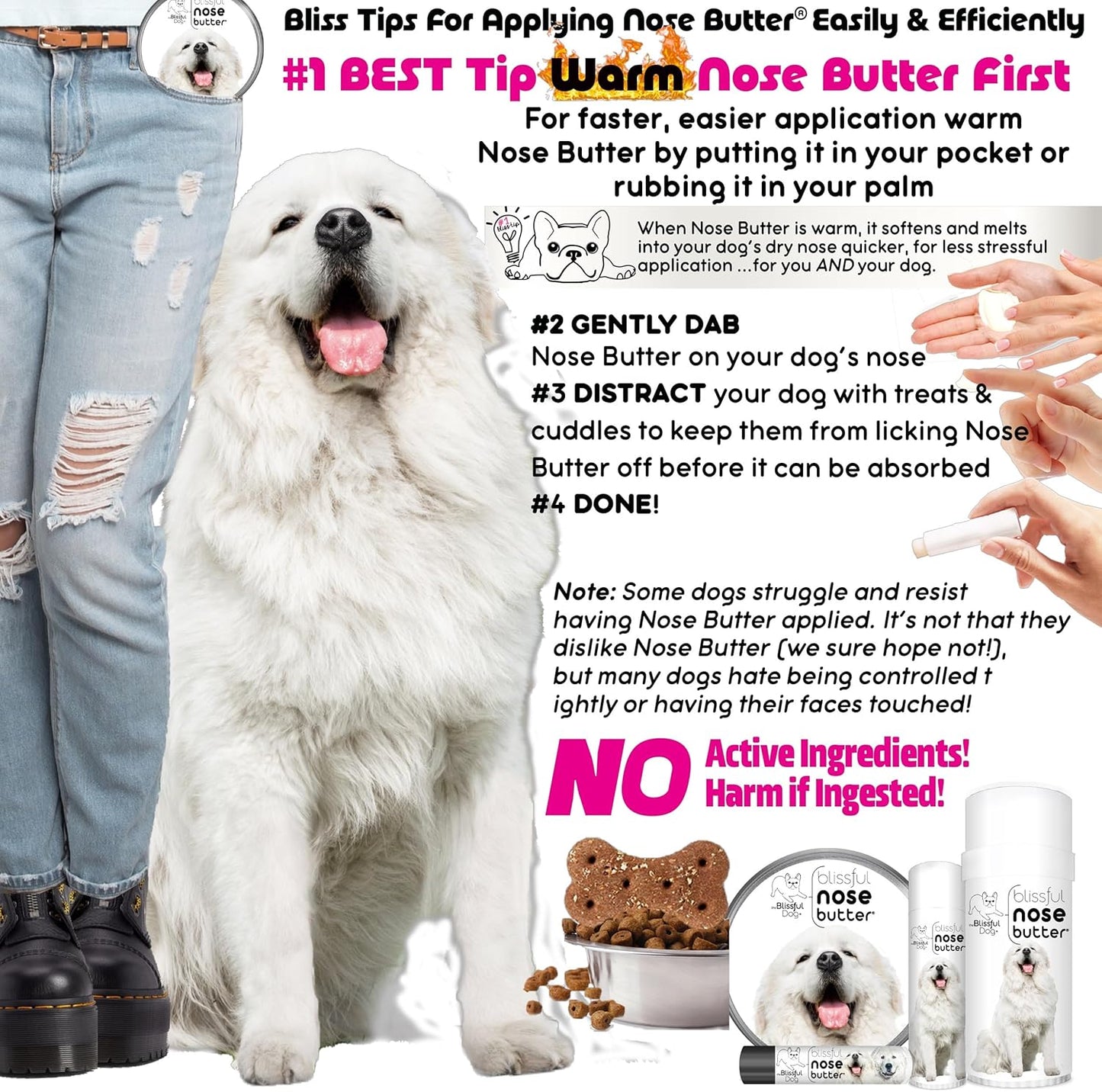 The Blissful Dog Great Pyrenees Unscented Nose Butter - Dog Nose Butter, 0.15 Ounce