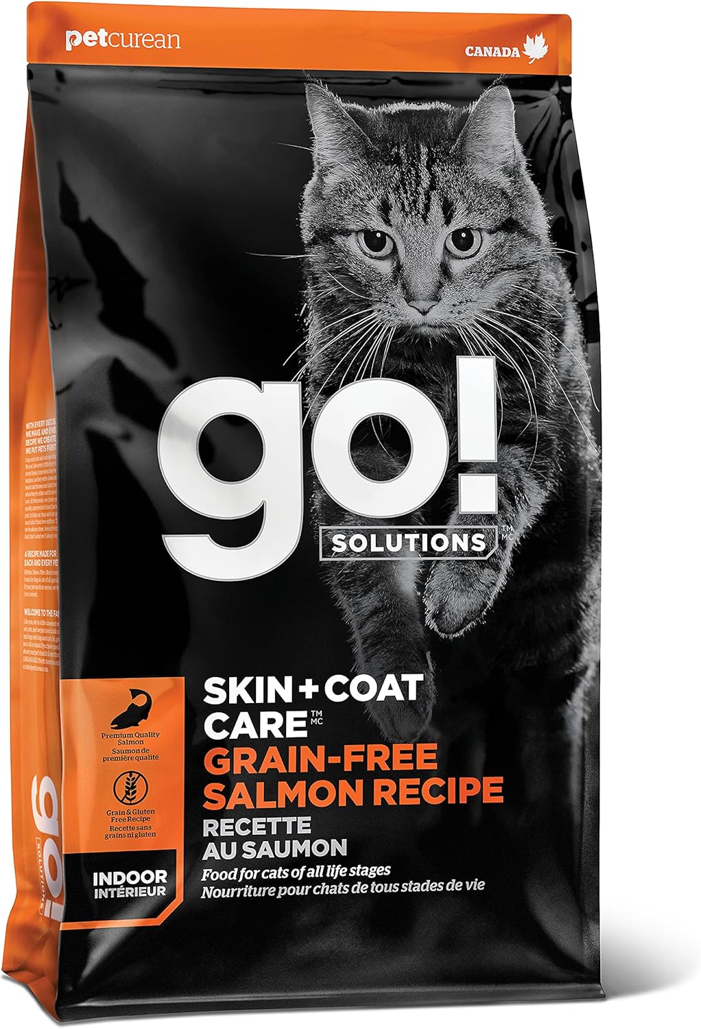 Go! Solutions Skin + Coat Care, Grain-Free Dry Cat Food, Salmon Recipe, 8 lb Bag