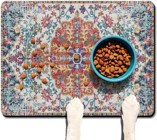 Pet Feeding Mat for Floors Waterproof Dog Mat for Food and Water Absorbent Quick Dry Non Slip mat for Cat Bowls