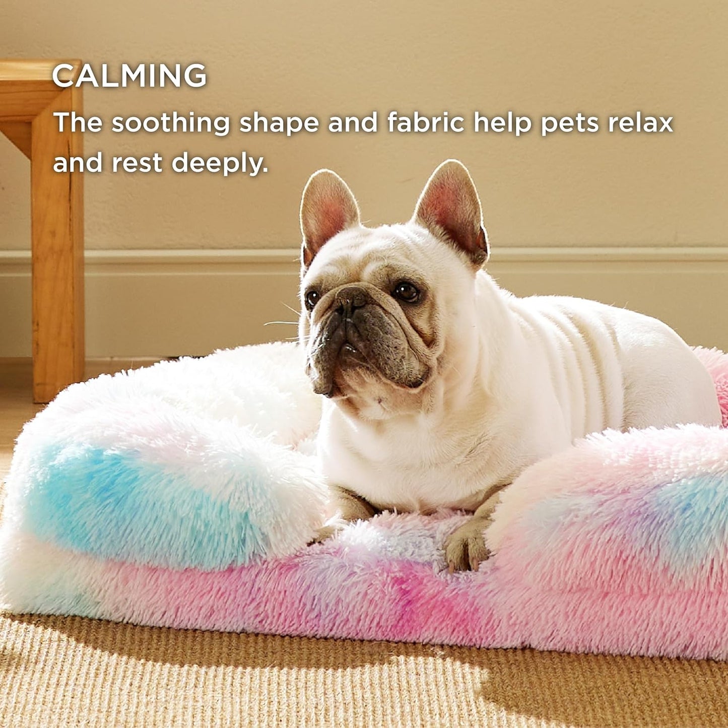 Bedsure Orthopedic Dog Bed Medium Size Dogs - Washable Medium Dog Cat Bed Waterproof, Comfort Pet Couch Sofa with Washable Removable Cover, Pets Bed with Nonskid Bottom, Long Faux Fur-Multi Color, 28"