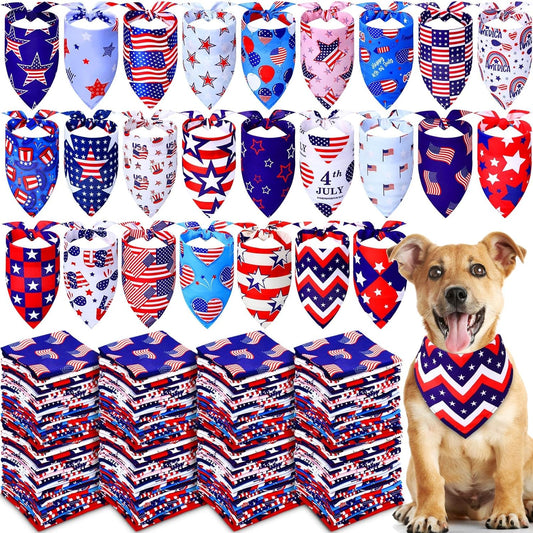 Abbylike 200 Pcs Patriotic Dog Bandanas Bulk Labor Day Bandanas for Dogs Triangle Kerchief Scarf Set for Puppy Small Medium Large Workers' Veterans Day Costume Accessories (25.6 x 17.7 x 17.7 Inch)