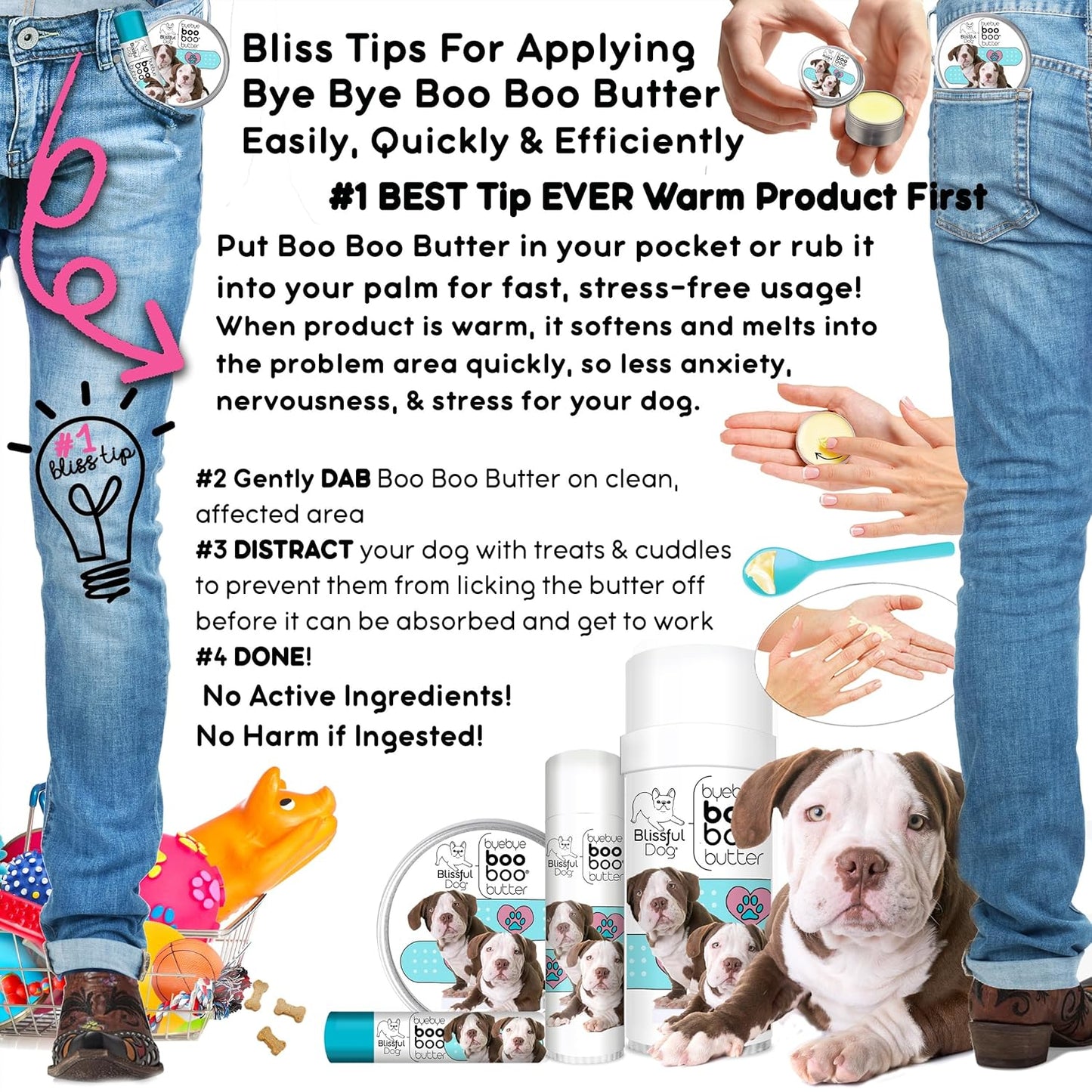 The Blissful Dog .50 oz Tube American Bulldog Booboo Butter