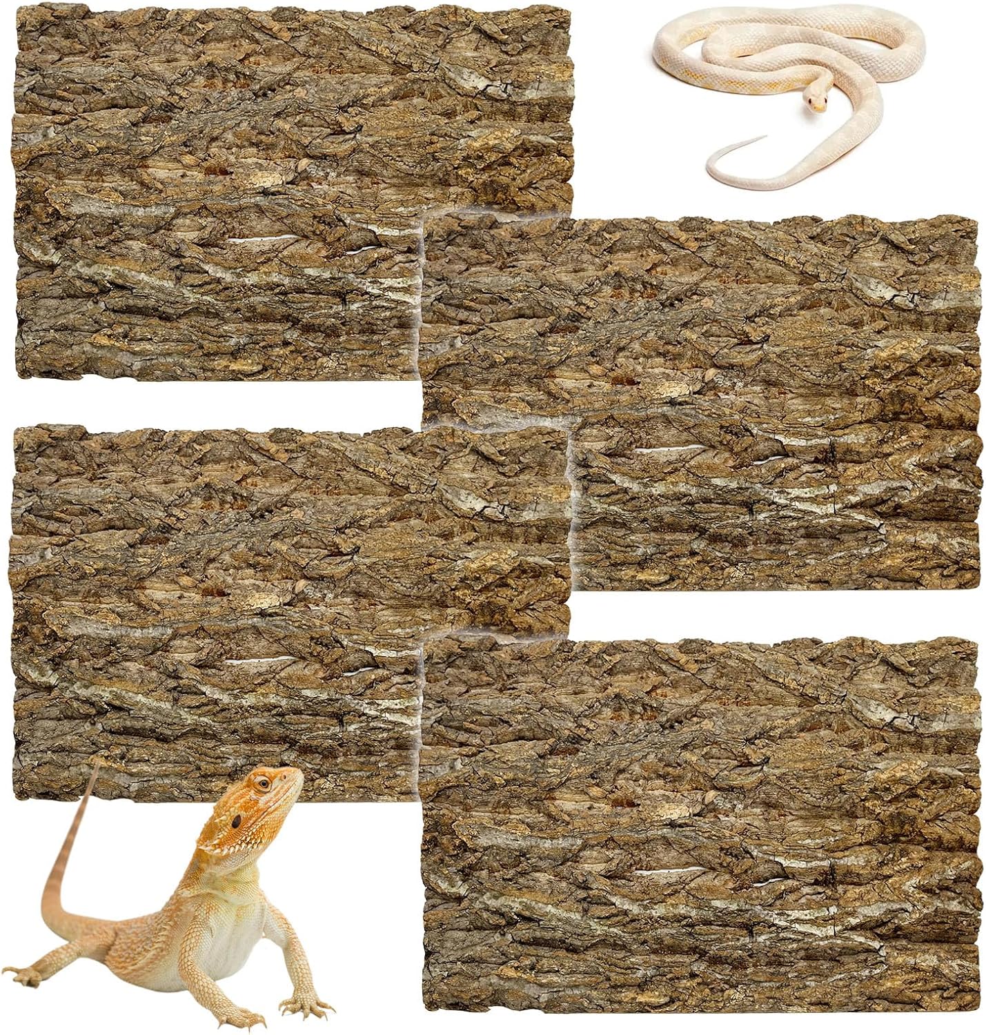 kathson 4PCS Cork Tile Background Bark 11.8”Lx7.9”W Reptile Tank Background Terrarium Backdrop Wall Decor Natural Reptile Climbing Mat for Spider Gecko Lizard Chameleon Bearded Dragon Turtle Snake