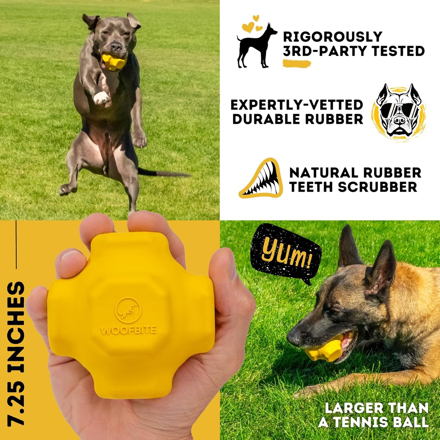 Indestructible Jumping Jack Chew Toy - Lifetime Replacement - Durable Dog Toy for Aggressive Chewers - Safe, Non-Toxic Natural Rubber - Interactive, Chew & Fetch - Tough, Heavy Duty - 4.5”