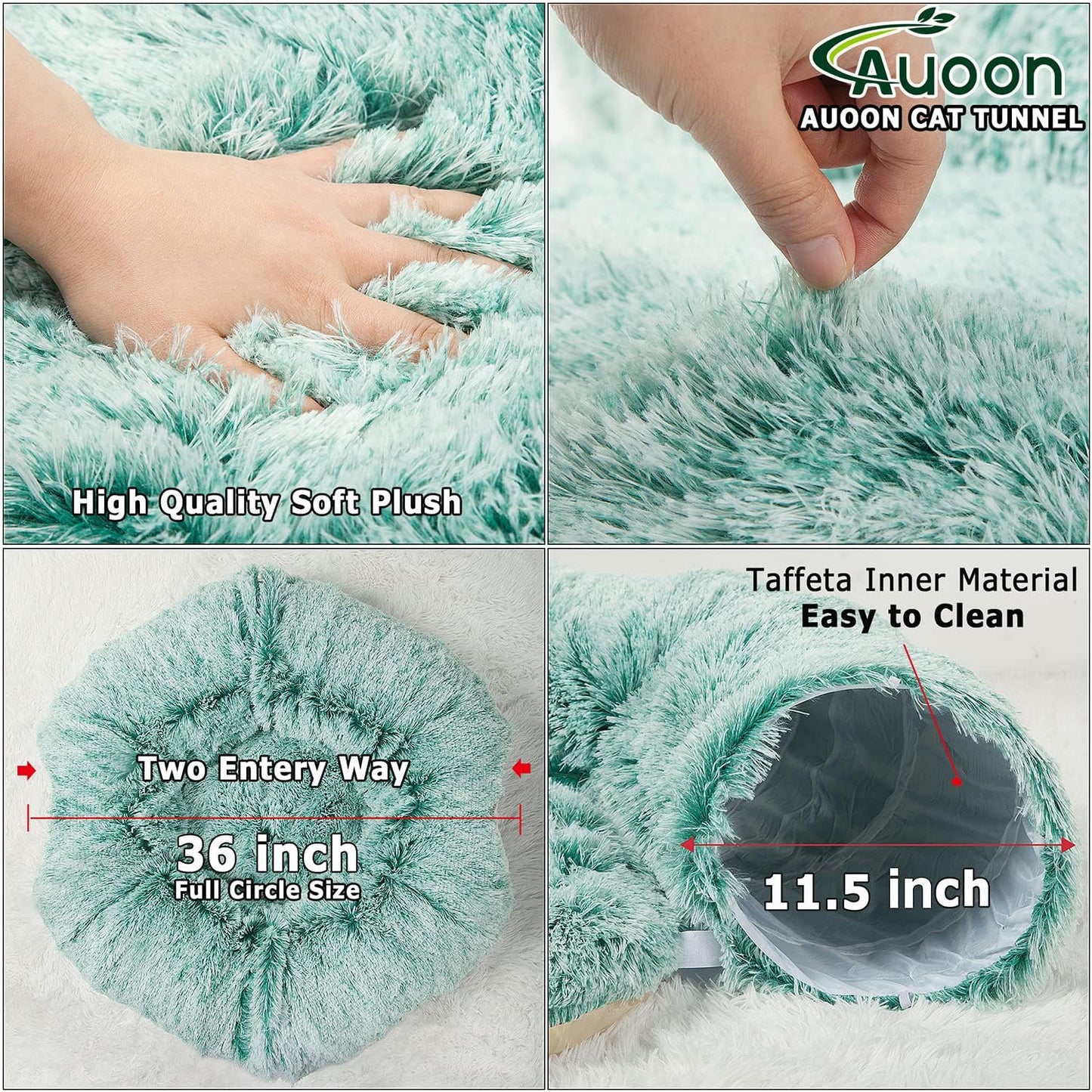 AUOON Cat Tunnel Bed - Cat Donut Tunnel with Soft Plush Circle Cushion for Indoor Cats Kitten Kitty Puppy Rabbit Ferret (Gray)