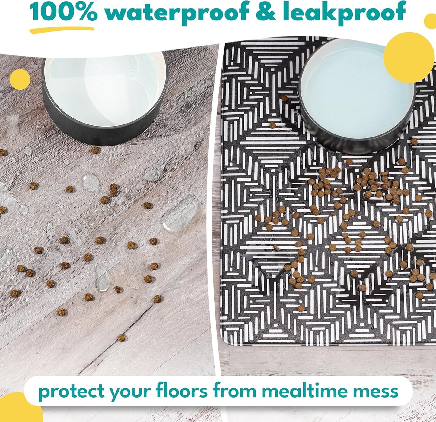 NALALAS Dog Mat for Food and Water, Cat Feeding Mat | Waterproof Dog Bowl Mat | Non-Slip Pet Food Mat for Floors | Pet Mats for Food and Water | Easy to Clean