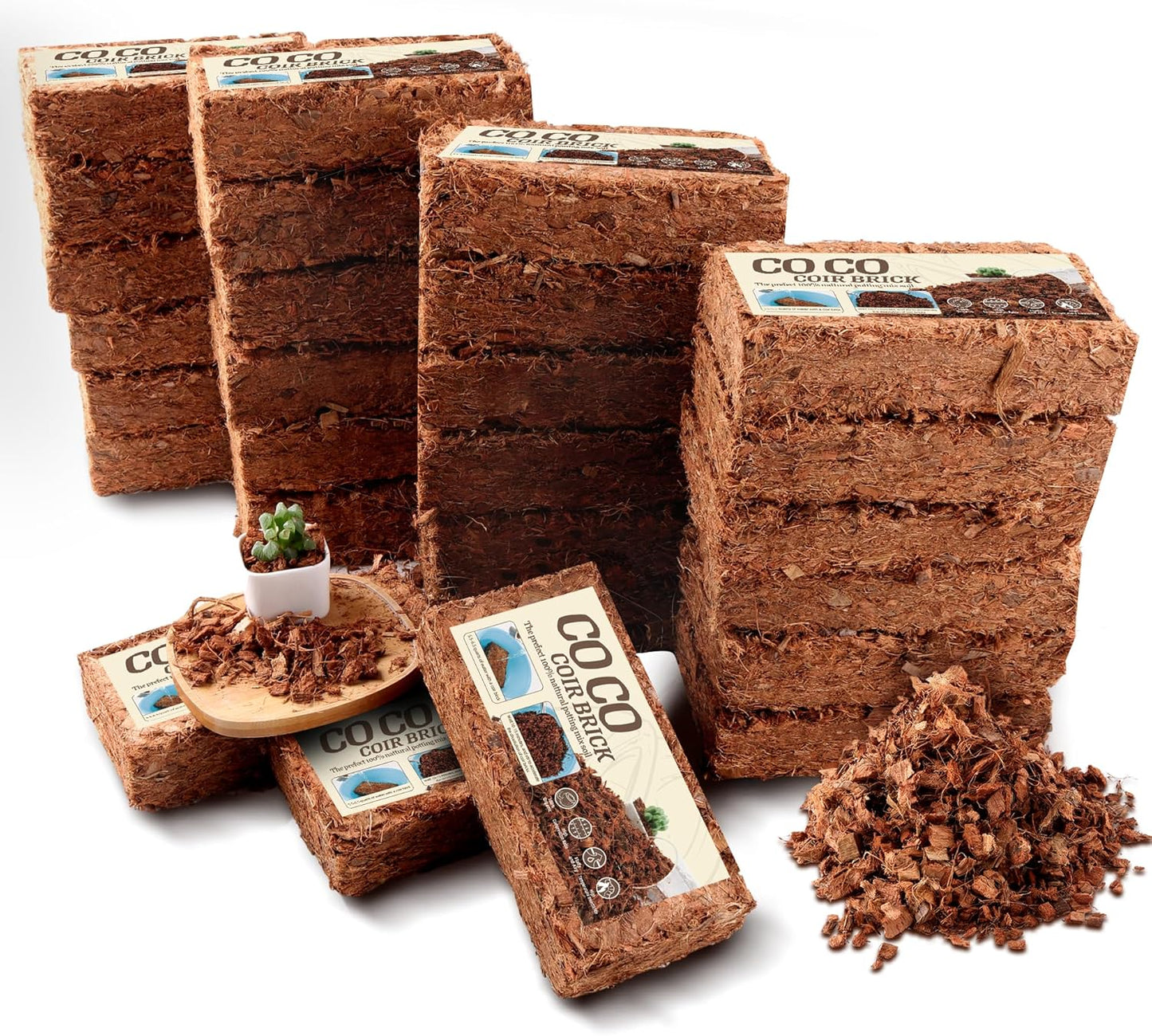 Coco Husk -27PACK Organic Coconut Husk Chips with Low EC & PH Balanced, High Expansion Coconut Substrate Coco Husk Mulch for Garden Flowers, Planting, Reptile