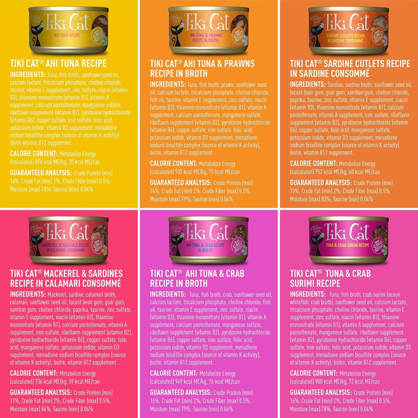 Tiki Cat® Wet Cat Food Mega Pack, Fish Favorites Variety Pack, 2.8/3 oz. Can (24 Count)