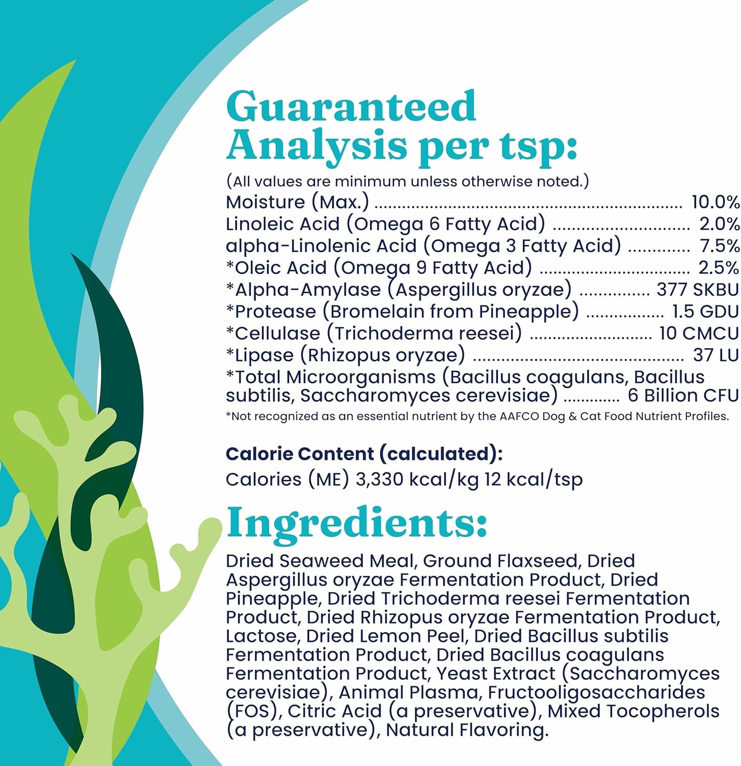 Solid Gold SeaMeal Cat Probiotic & Dog Probiotics for Digestive Health - Kelp Powder Dog & Cat Multivitamin Supplement w/Prebiotics & Digestive Enzymes for Skin, Coat, & Gut + Immune Support - 8oz
