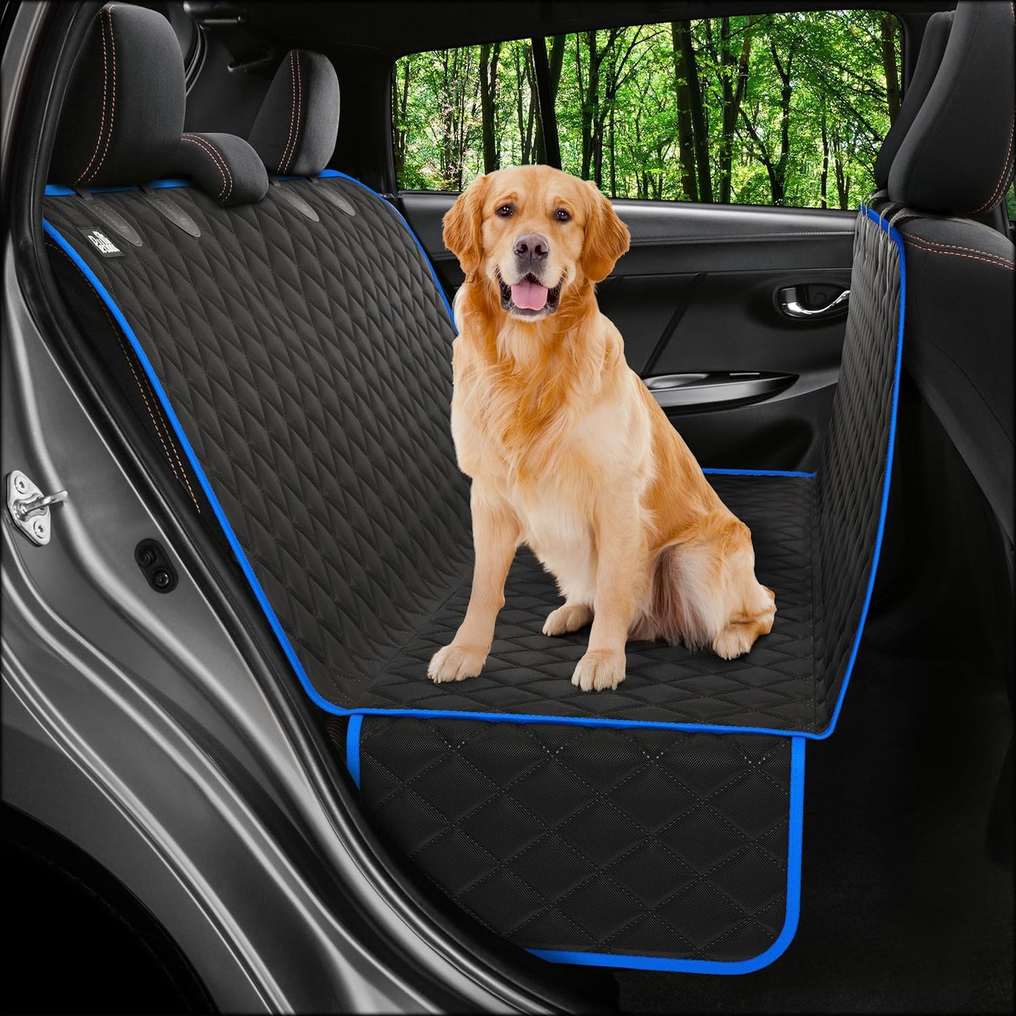 Dog Car Seat Cover for Back Seat, Waterproof Hammock for Car, SUV & Truck, Non-Slip Backseat Cover for Dogs, Heavy-Duty Dog Hammock Style Seat Protector Pets, Easy to Install & Clean
