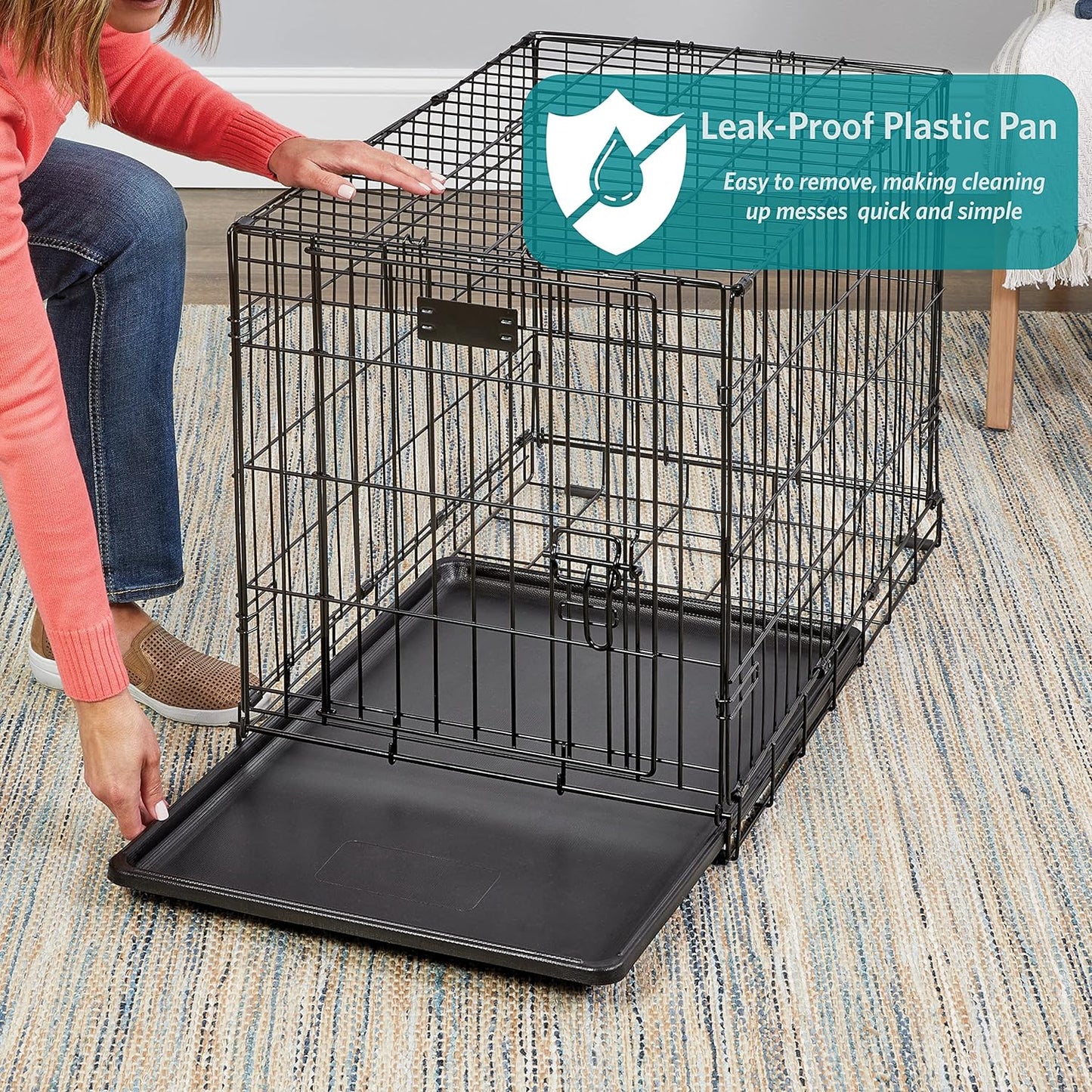 MidWest Homes for Pets 48-Inch Two-Door iCrate Folding Dog Crate with Divider Panel, Leak-Proof Tray & Secure Latches – Metal Wire Kennel for XL Breeds – Portable, Durable & Easy to Assemble